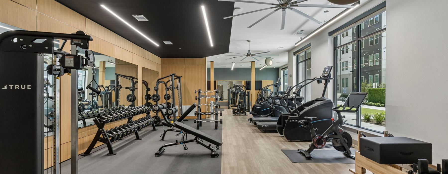 Fitness center with workout equipment