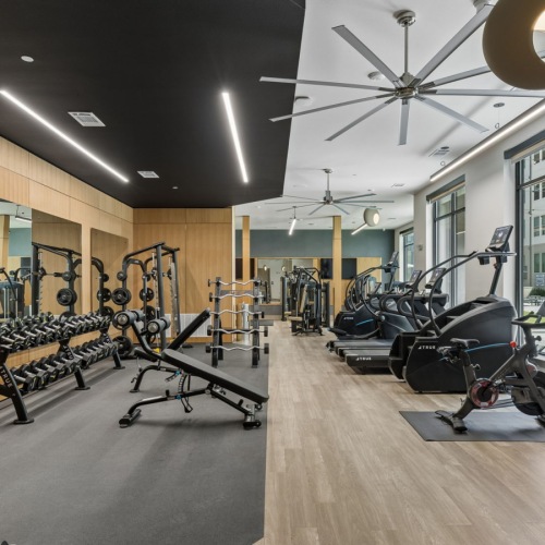 Fitness center with workout equipment