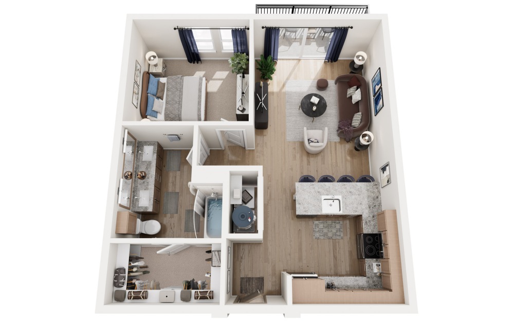 A5 - 1 bedroom floorplan layout with 1 bathroom and 783 square feet