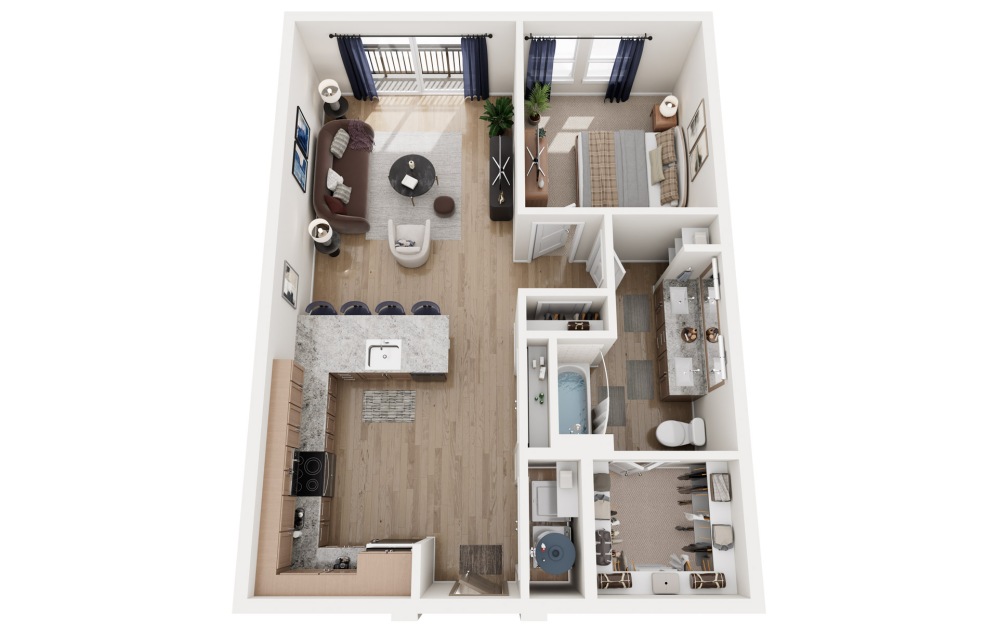 A6 - 1 bedroom floorplan layout with 1 bathroom and 835 square feet