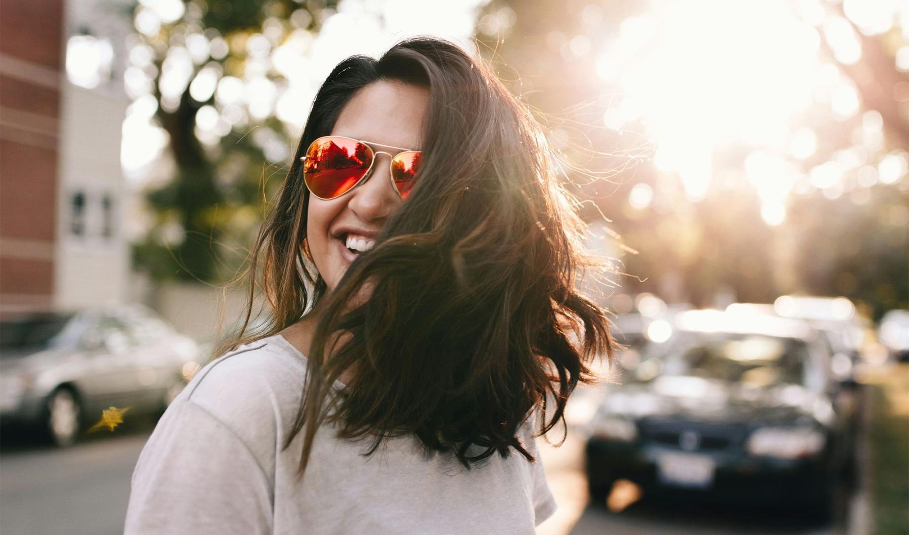a woman wearing sunglasses